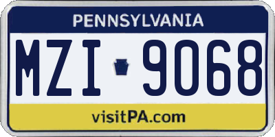 PA license plate MZI9068