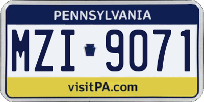 PA license plate MZI9071