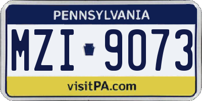 PA license plate MZI9073