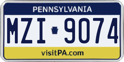PA license plate MZI9074