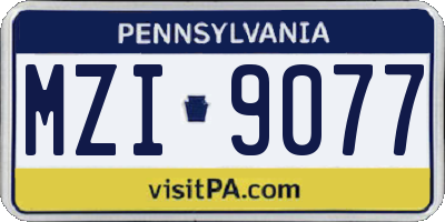 PA license plate MZI9077