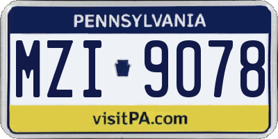 PA license plate MZI9078