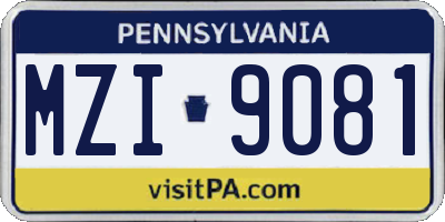 PA license plate MZI9081