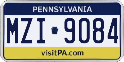 PA license plate MZI9084
