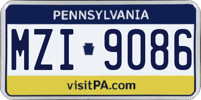 PA license plate MZI9086