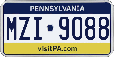 PA license plate MZI9088