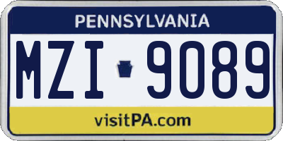 PA license plate MZI9089