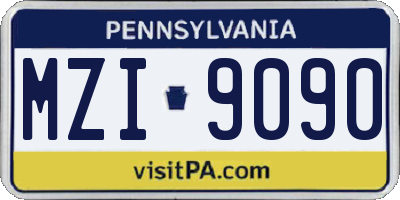 PA license plate MZI9090