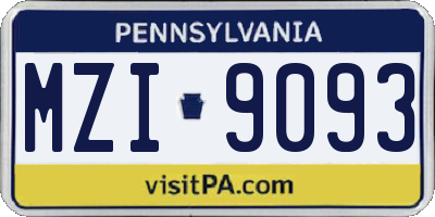 PA license plate MZI9093
