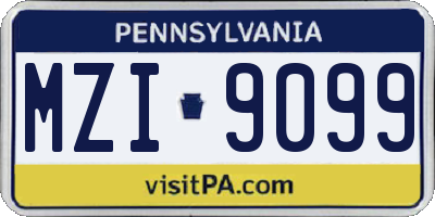 PA license plate MZI9099