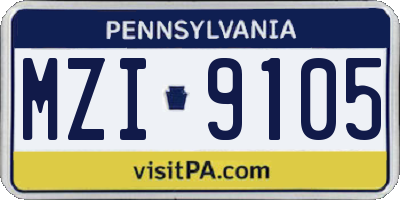 PA license plate MZI9105