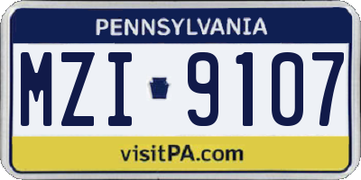 PA license plate MZI9107