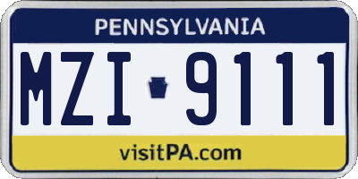 PA license plate MZI9111