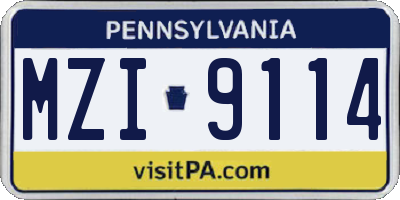 PA license plate MZI9114