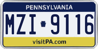 PA license plate MZI9116