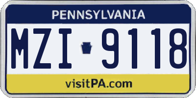 PA license plate MZI9118