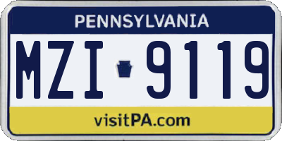PA license plate MZI9119