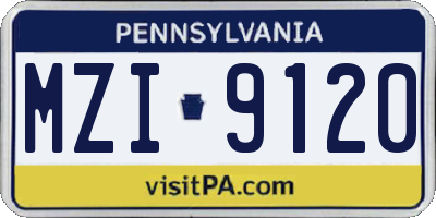 PA license plate MZI9120