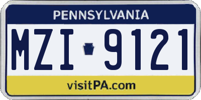 PA license plate MZI9121