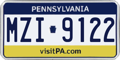 PA license plate MZI9122