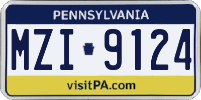 PA license plate MZI9124