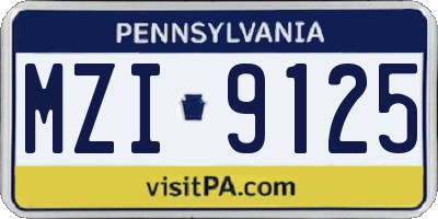 PA license plate MZI9125