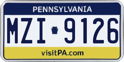 PA license plate MZI9126
