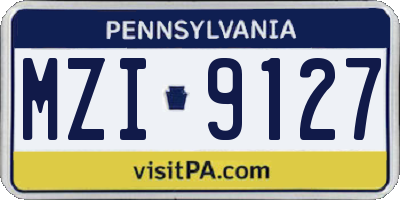PA license plate MZI9127