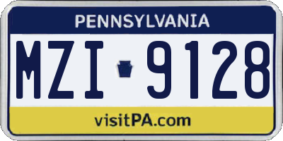 PA license plate MZI9128