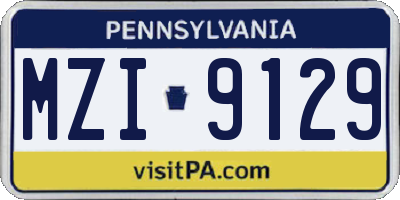 PA license plate MZI9129