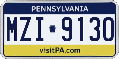 PA license plate MZI9130