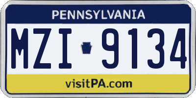 PA license plate MZI9134