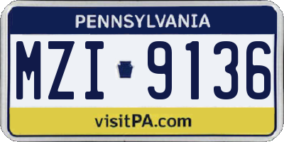 PA license plate MZI9136
