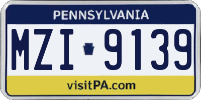 PA license plate MZI9139
