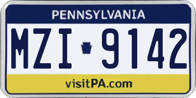 PA license plate MZI9142