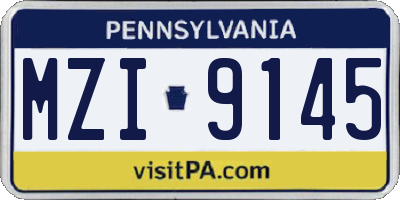PA license plate MZI9145