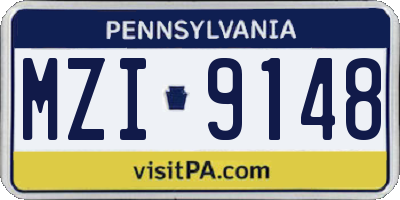 PA license plate MZI9148