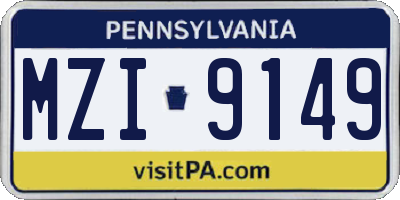 PA license plate MZI9149