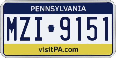 PA license plate MZI9151