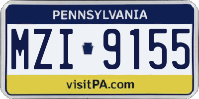 PA license plate MZI9155
