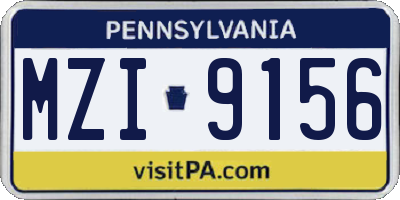 PA license plate MZI9156