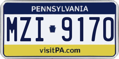 PA license plate MZI9170