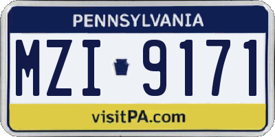 PA license plate MZI9171