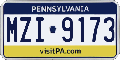 PA license plate MZI9173