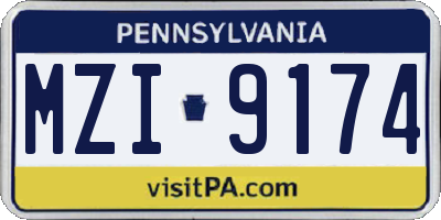 PA license plate MZI9174