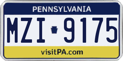 PA license plate MZI9175