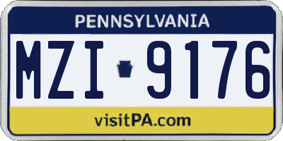 PA license plate MZI9176