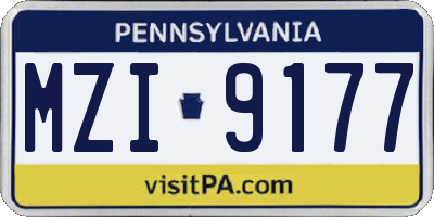 PA license plate MZI9177