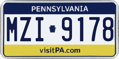 PA license plate MZI9178