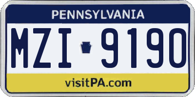 PA license plate MZI9190